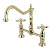 Kingston Brass KS1172AX Heritage Bridge Kitchen Faucet, Polished Brass KS1172AX